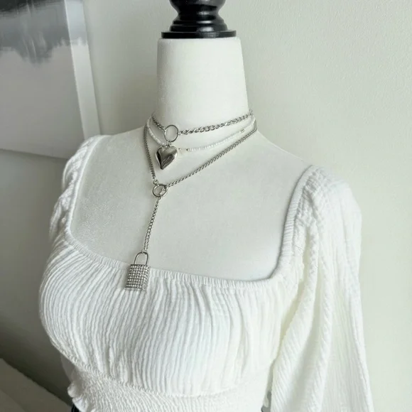 Y2K locket pendant necklace mcbling bedazzled necklace - Picture 2 of 5